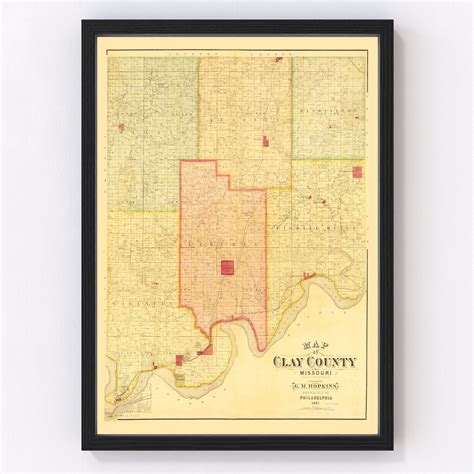 Clay County Missouri Map 1887 Old Map Of Clay County Etsy Vintage