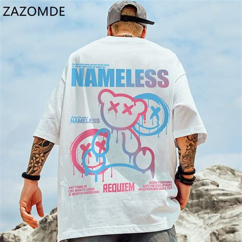 Zazomde Print Oversized Men T Shirt Hip Hop Cotton T Shirt O Neck