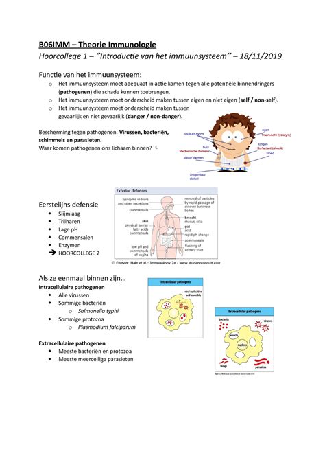 B06IMM Hoorcolleges Uitwerkingen B06IMM Theorie Immunologie