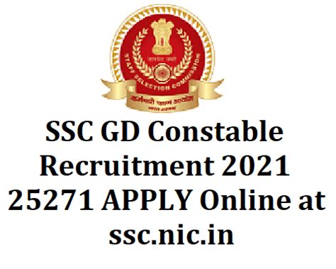 SSC Constable GD Recruitment 2021 APPLY 25271 SSC Constables Online