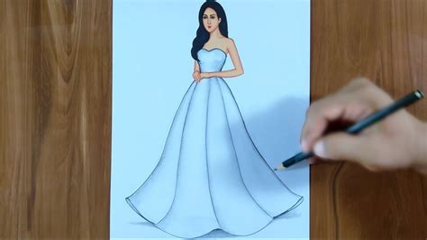 How To Draw A Girl With Beautiful Dress Step By Step YouTube