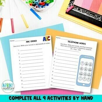 Spelling Activities Choice Board Word Work Activities For Any List Set