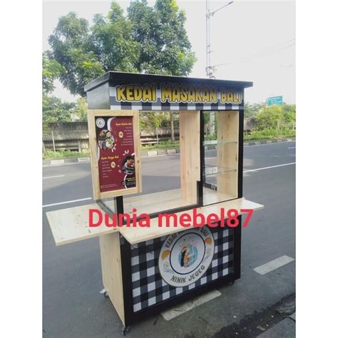 Jual GEROBAK JUALAN MURAH BOOTH KAYU JATI BELANDA BOOTH KAYU JATI