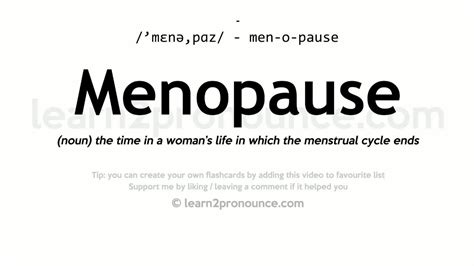 Pronunciation of Menopause | Definition of Menopause - YouTube