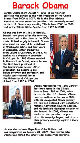 Barack Obama Mini Biography Teaching Resources