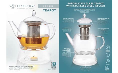 Teabloom Prague Glass Tea Maker And Warmer Set Large