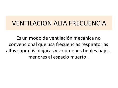 VentilaciÓn De Alta Frecuencia