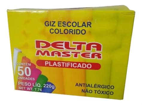 Giz Escolar Plastificado Colorido 50u Delta Atacado 50 Caixa Frete grátis