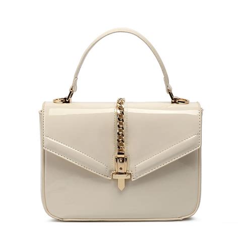 Beige Patent Leather Tote Bag Iucn Water