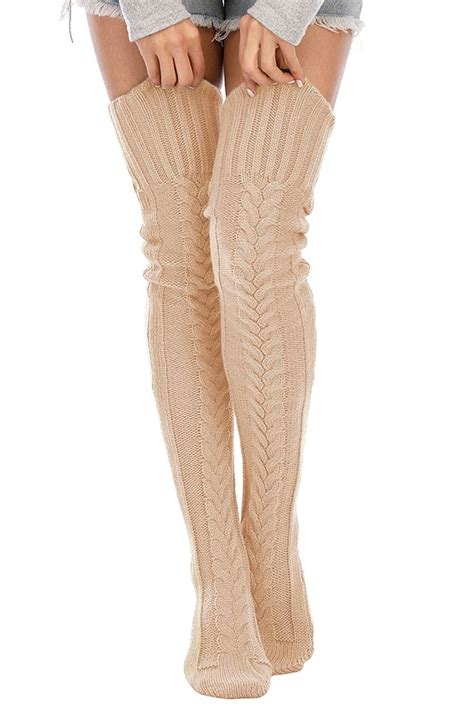 Sherrydc Womens Cable Knit Thigh High Socks Winter Boot Stockings