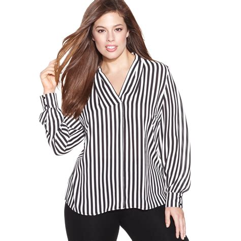 Lyst Inc International Concepts Plus Size Longsleeve Striped Blouse