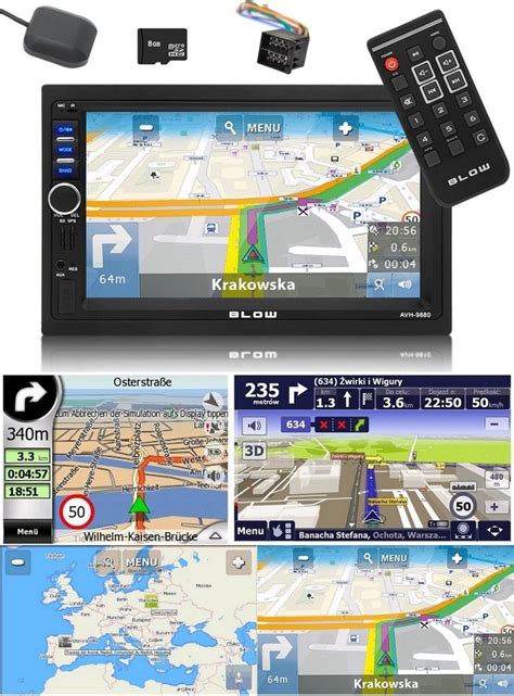 Radio Samochodowe Blow Din Mapa Europy Gps Sd Usb