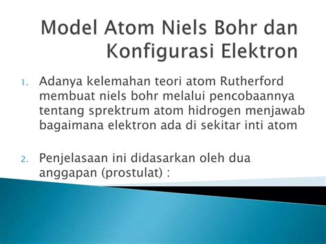 Model Atom Niels Bohr Dan Konfigurasi Elektron PPT