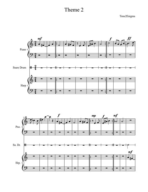 Theme 2 Sheet Music For Piano Harp Mixed Duet