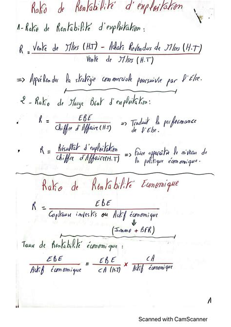 SOLUTION Analyse Financi Re R Sum Des Ratios De Rentabilit D