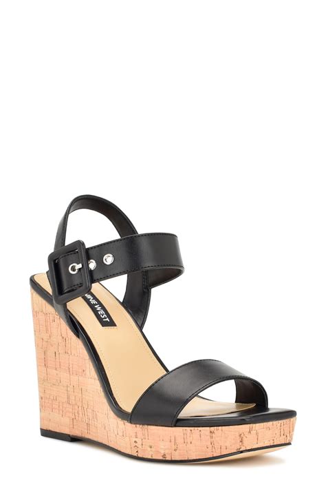 Nine West Courts Platform Wedge Sandal In Black Lyst