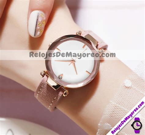 Reloj Rosa Extensible Piel Sint Tica Delgado Diamante Elegante R