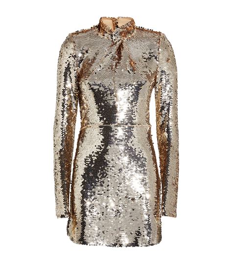 Womens Self Portrait Gold Sequin Embellished Mini Dress Harrods Uk