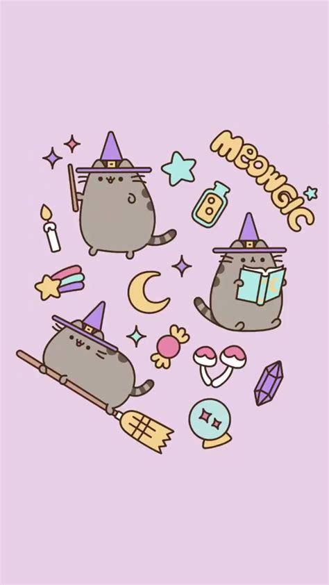 Pusheen Halloween Witch Wallpaper ♡ Witch Wallpaper Pusheen Cute