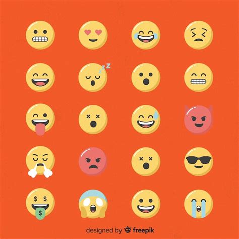 Coleção de reação emoticon Vetor Premium