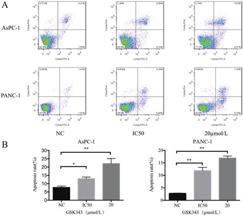 GSK343 Promoted The Apoptosis Of AsPC 1 And PANC 1 Cells A Apoptotic