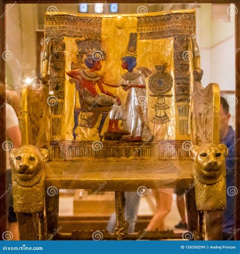 Ancient Egyptian Art, the Golden Throne of Tutankhamen Editorial Stock Image - Image of history ...