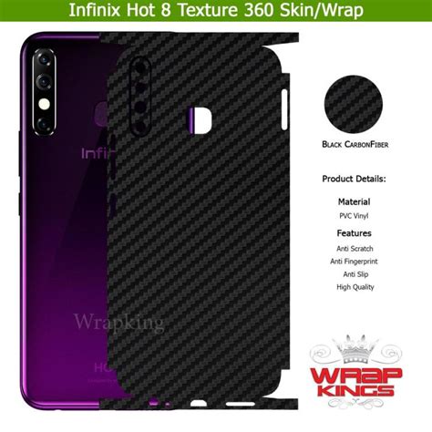 Infinix Hot Skin Wrap Protection Sheet Carbon Fiber Matte Transparent Lamination Back