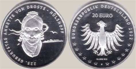 Deutschland Bundesrepublik 20 EUR 2022 G 225 Geburtstag Annette Von