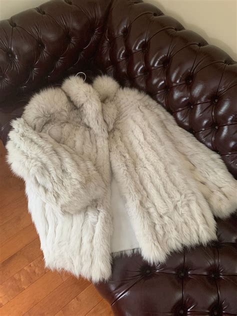 Saga Fox Blue Fox Fur Coat Jacket Made In Korea Grey Gem