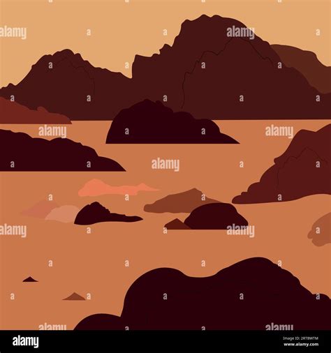 Mars Landscape Alien Planet Background Red Desert Surface With