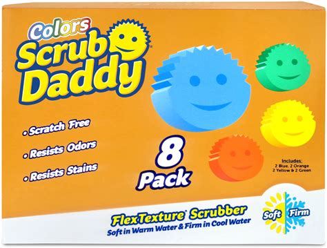 Scrub Daddy Colors 8ct Non Scratch Kitchen Cleaning Sponges Dish Wash