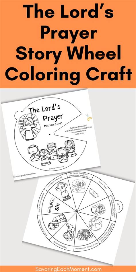 Lords Prayer Story Wheel Printable Craft Color Your Own