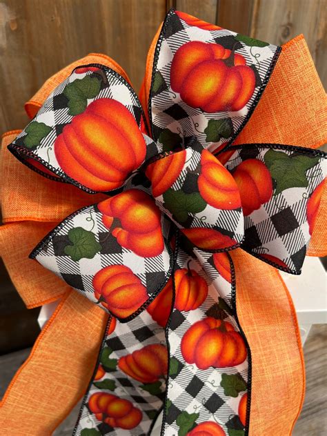 Fall Bow Pumpkins Bow Fall Wreath Bow Fall Lantern Bow Buffalo