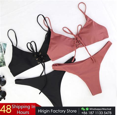 Hirigin Conjunto De Bikini Bandage Para Mujer Ba Ador Sexy Con Tanga