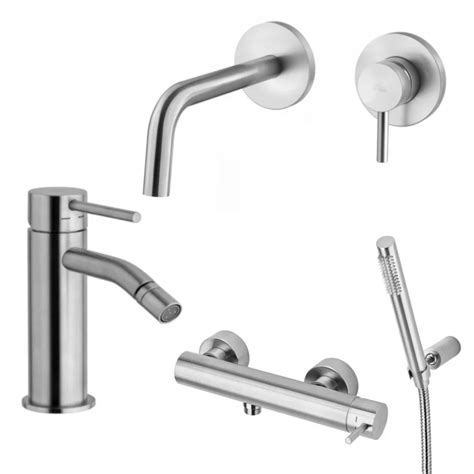 Set miscelatore lavabo Ø 7 cm bocca 24 8 cm con bidet ed esterno doccia