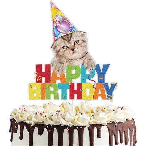 Buy Cat Happy Birthday Cake Topper Party Supplies Decorationscolorful