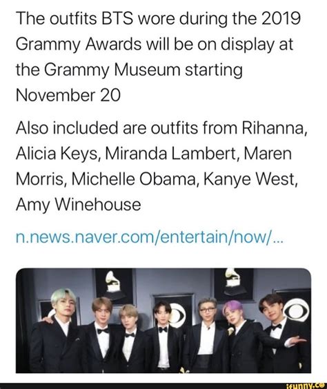 The outfits BTS wore during the 2019 Grammy Awards will be on display ...