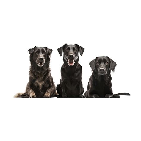 Premium Psd Three Black Dogs Sitting Together On A Transparent