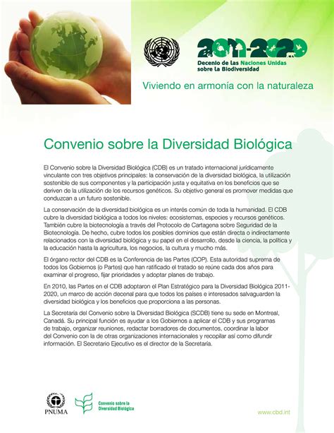 Convenio sobre la Diversidad Biológica CDB Su objetivo general es