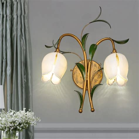 Modern Glass Flower Wall Lamp Decoration Crystal Bedroom Led Wall Light Indoor Sconce Wall