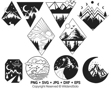 10 Geometric Mountain Svg Bundle Camping Svg Camping Etsy