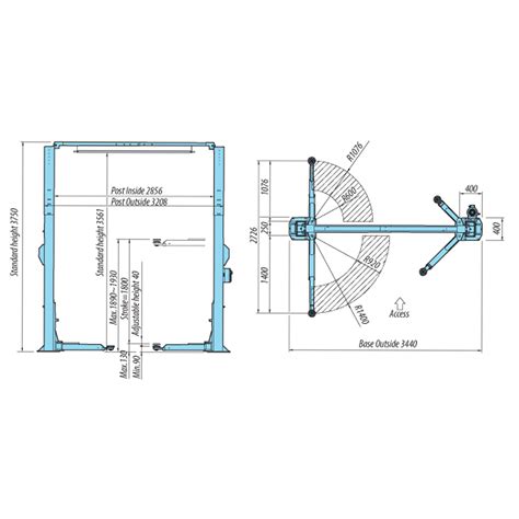 Elevador 2 Columnas 4000 Kgs Oleoelectrico Hl 26k ACO