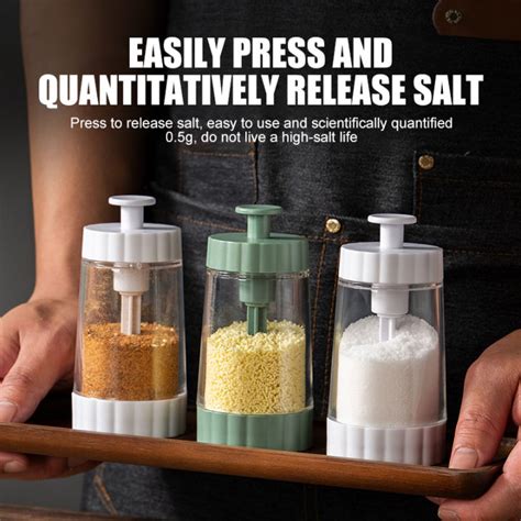 Salt Dispenser Salt Press Bottle Spice Sugar Pepper Seasoning Bottle