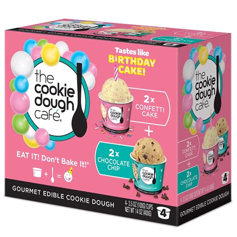 The Cookie Dough Cafes Chocolate Chip And Confetti Cake Edible Cookie Dough Size 4 Cups 35