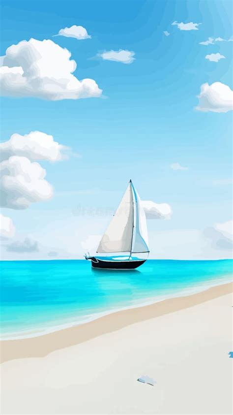 Seaside Sailing Blue Sky White Clouds Beach Seaside Scenery