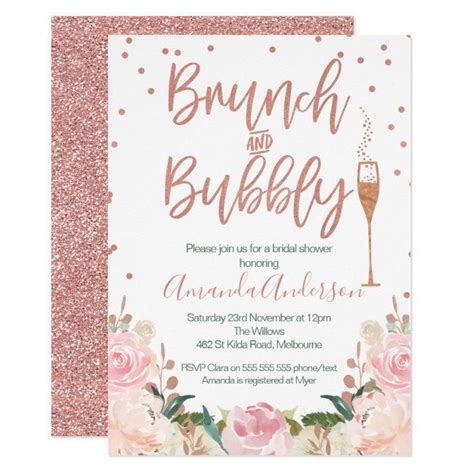 Rose Gold Brunch Bubbly Bridal Shower Invitations Artofit