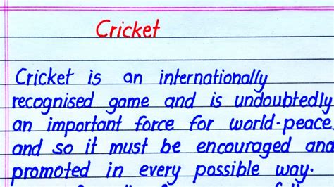 Cricket Essay In English Essay On Cricket In English Essay Writing