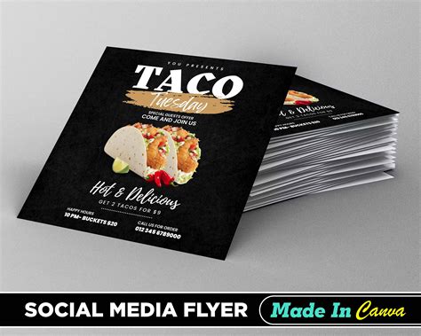 Folleto De Tacos Plantilla De Volante De Tacos Diy Canva 2022