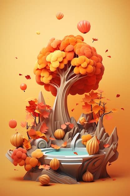 3d Autumn Poster Design Premium Ai Generated Image