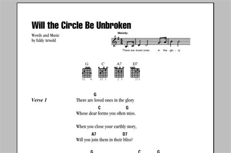 Will The Circle Be Unbroken Sheet Music By Johnny Cash Lyrics And Chords